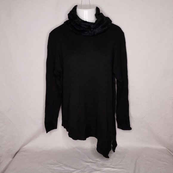 Apt. 9 Size XXL Asymmetrical Sweater Removable Plush Infinity Scarf Black Women - Picture 2 of 9